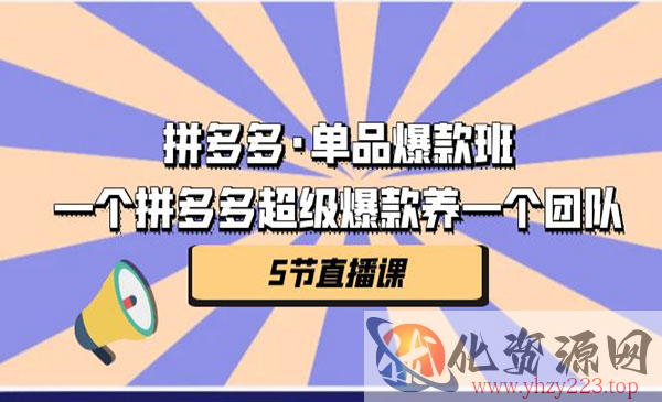 《拼多多单品爆款班》一个拼多多超级爆款养一个团队_wwz