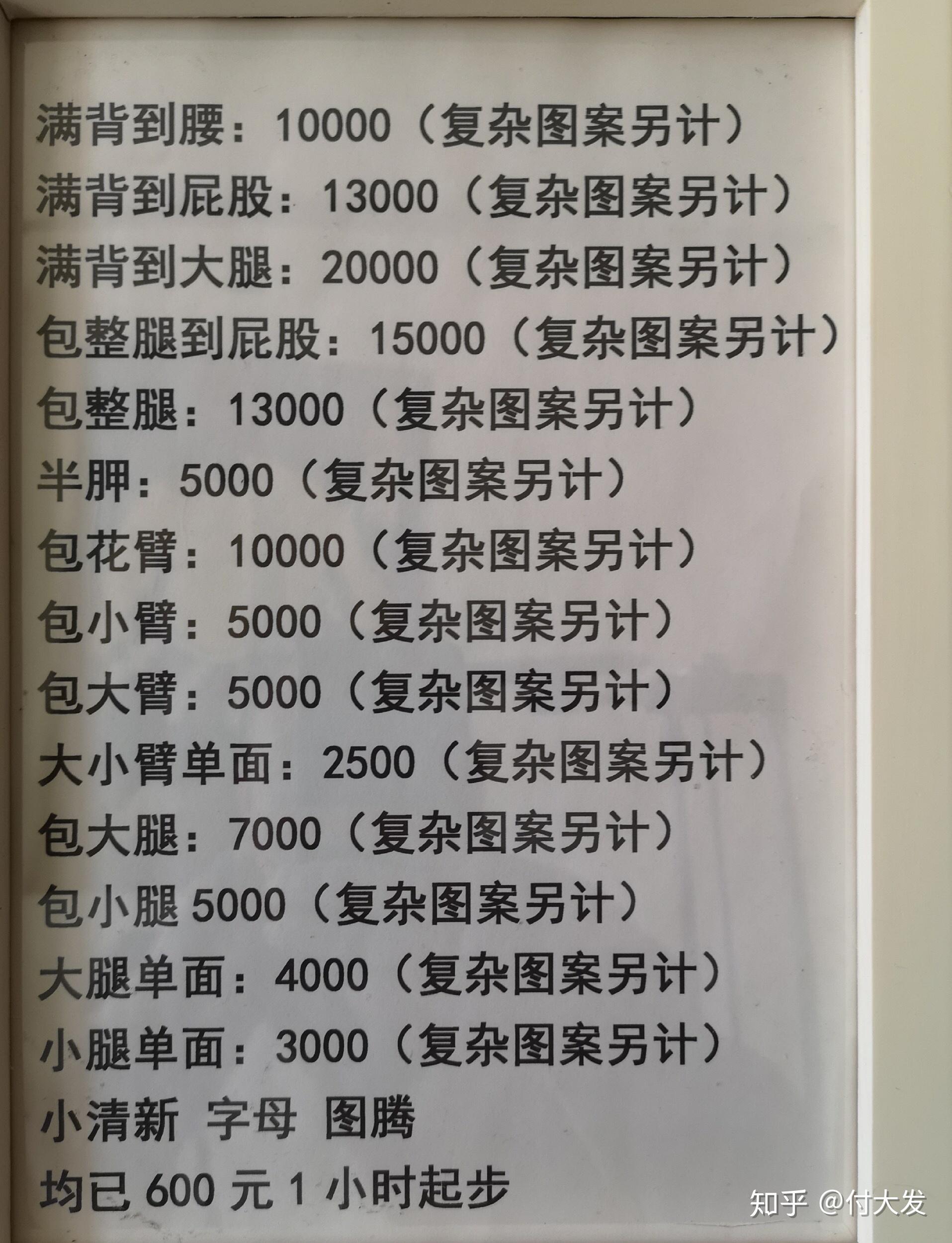 纹身的一般怎么收费? - 知乎