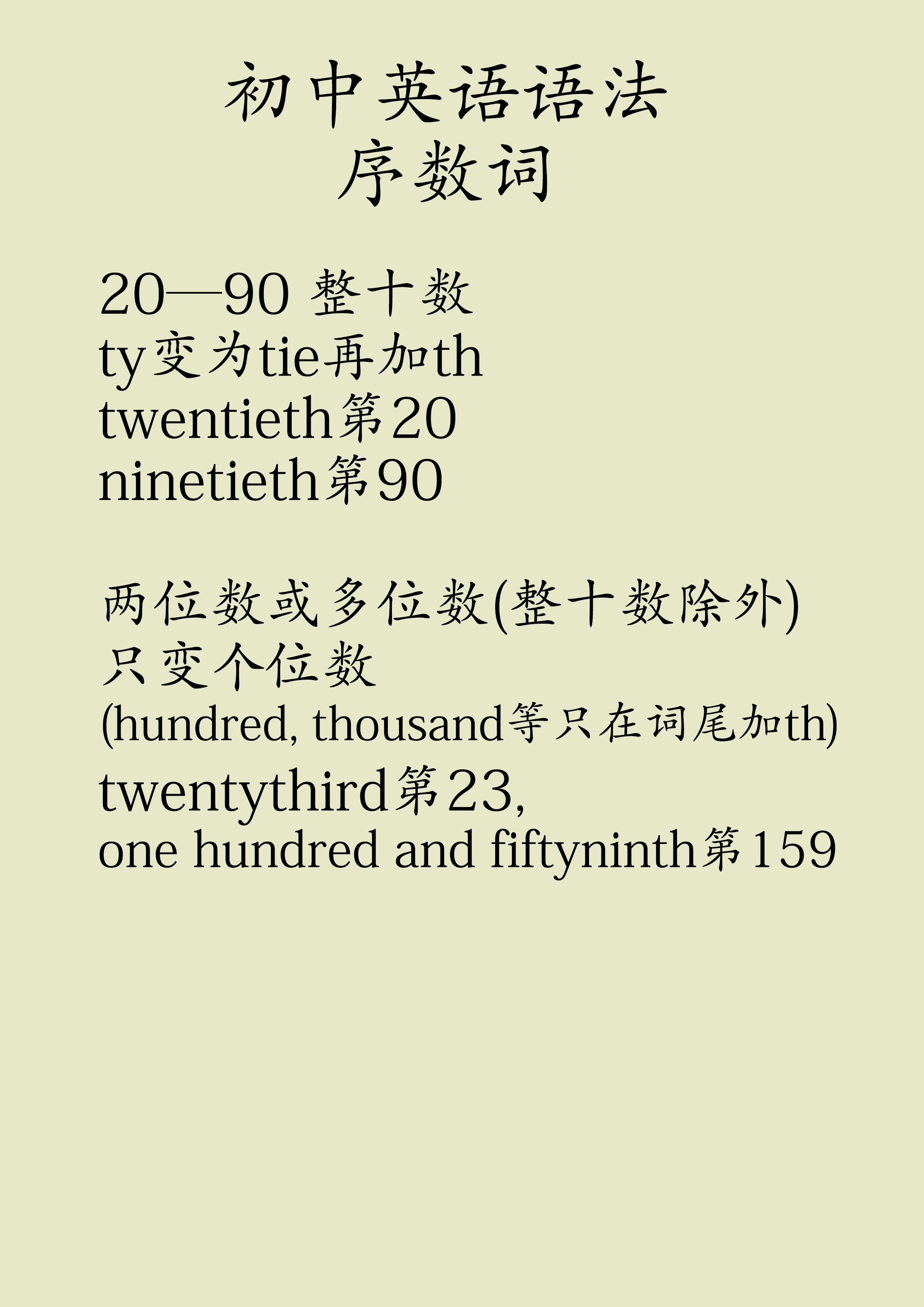 初中英语语法 序数词的使用 - 知乎