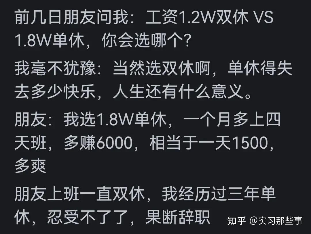 双休和单休的区别大吗?你猜网友们都怎么说? - 知乎