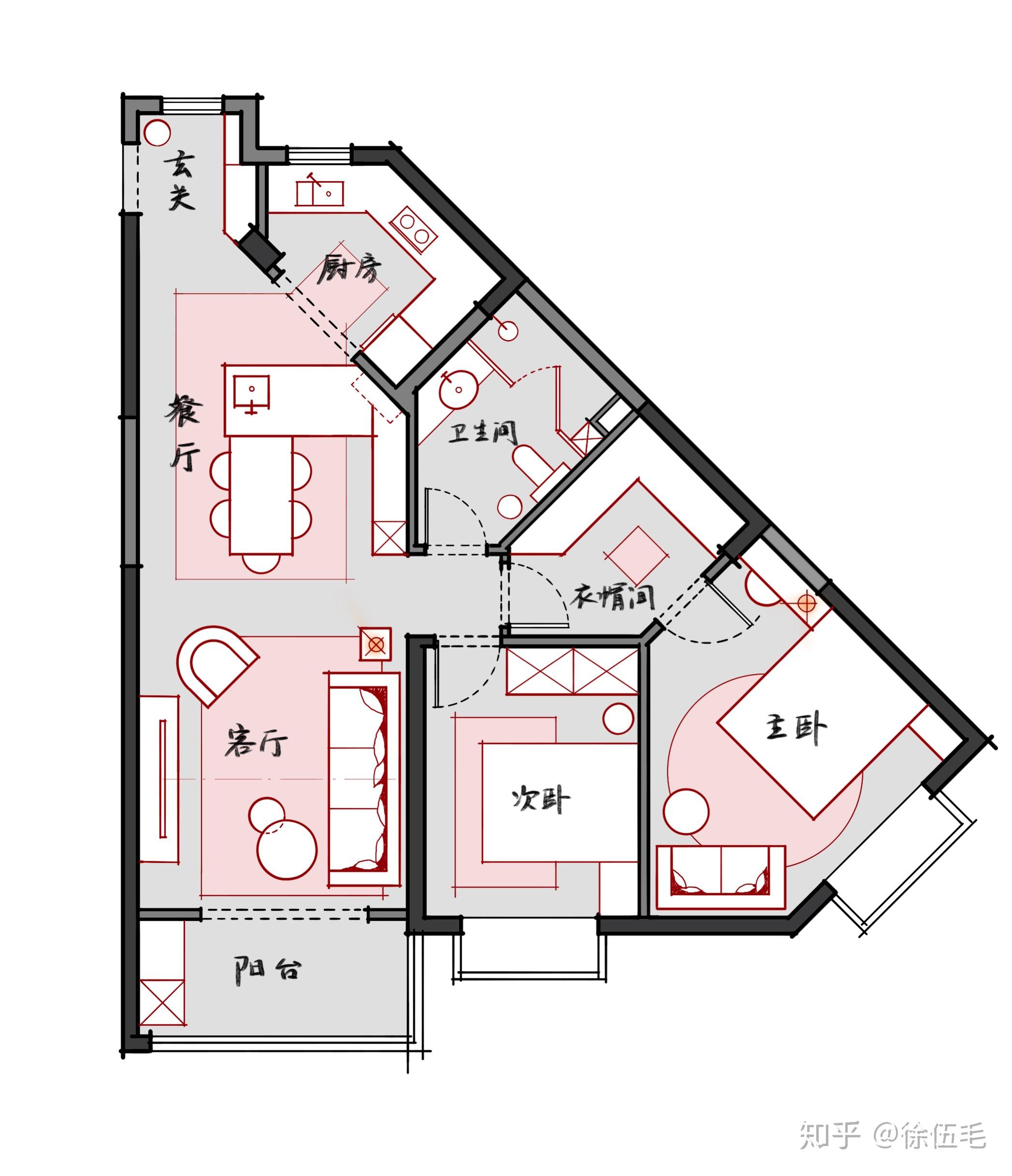 三角形户型设计图图片