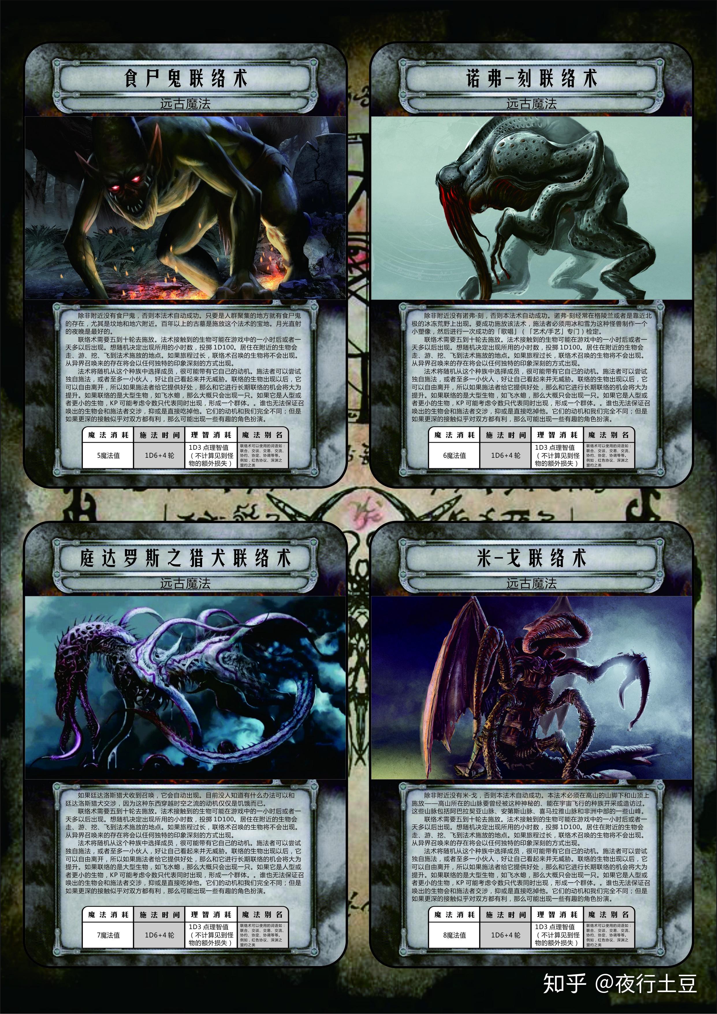 克苏鲁跑团里的法术详解大全在哪看百度找了好久都没找到
