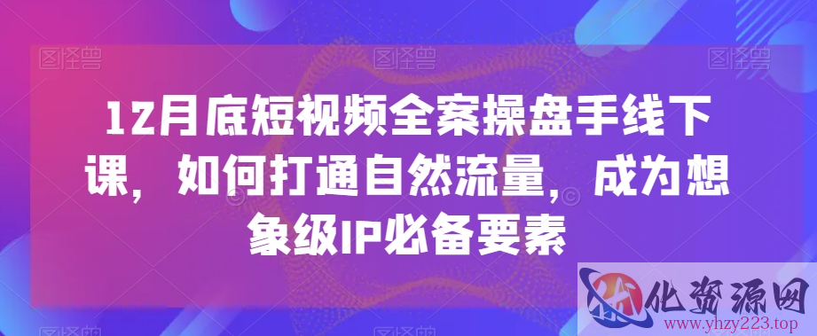 12月底短视频全案操盘手线下课，如何打通自然流量，成为想象级IP必备要素