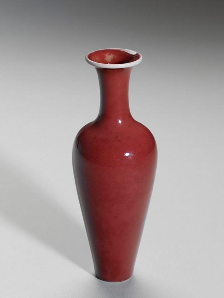 清康熙景德镇官窑豇豆红釉柳叶瓶