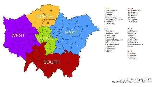 伦敦行政区划地图图片