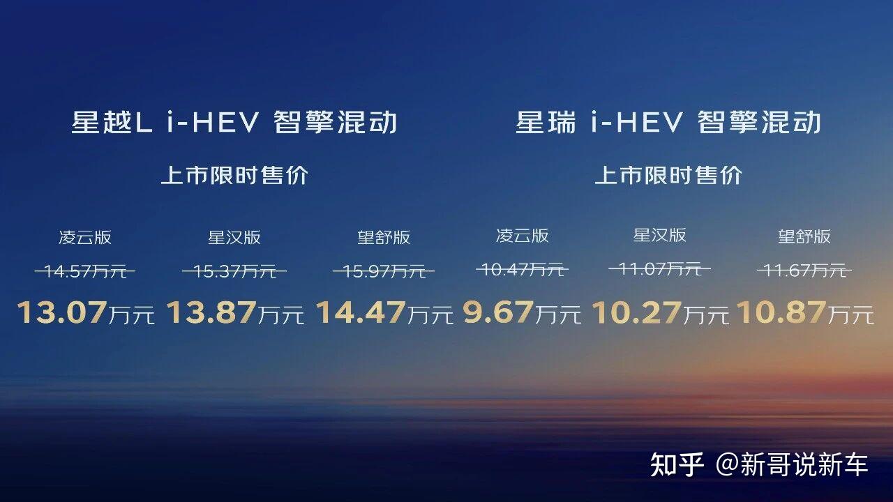 吉利中国星i-HEV双车上市:油耗2.58+9.67万起,想买油车的看过来