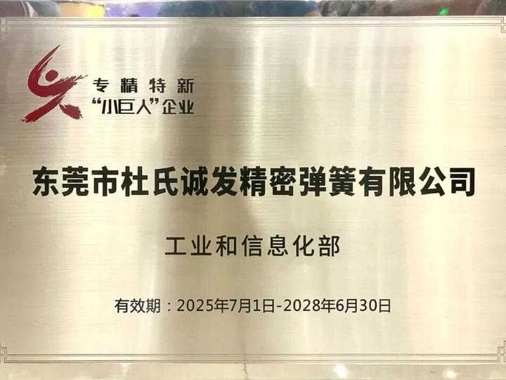 如何看待东莞市杜氏诚发精密弹簧有限公司入选国家级专精特新“小巨人”企业？ - 知乎