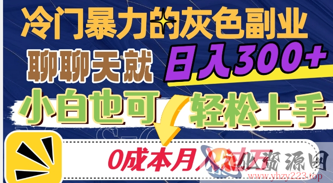 冷门暴利的副业项目，聊聊天就能日入300+，0成本月入过万【揭秘】