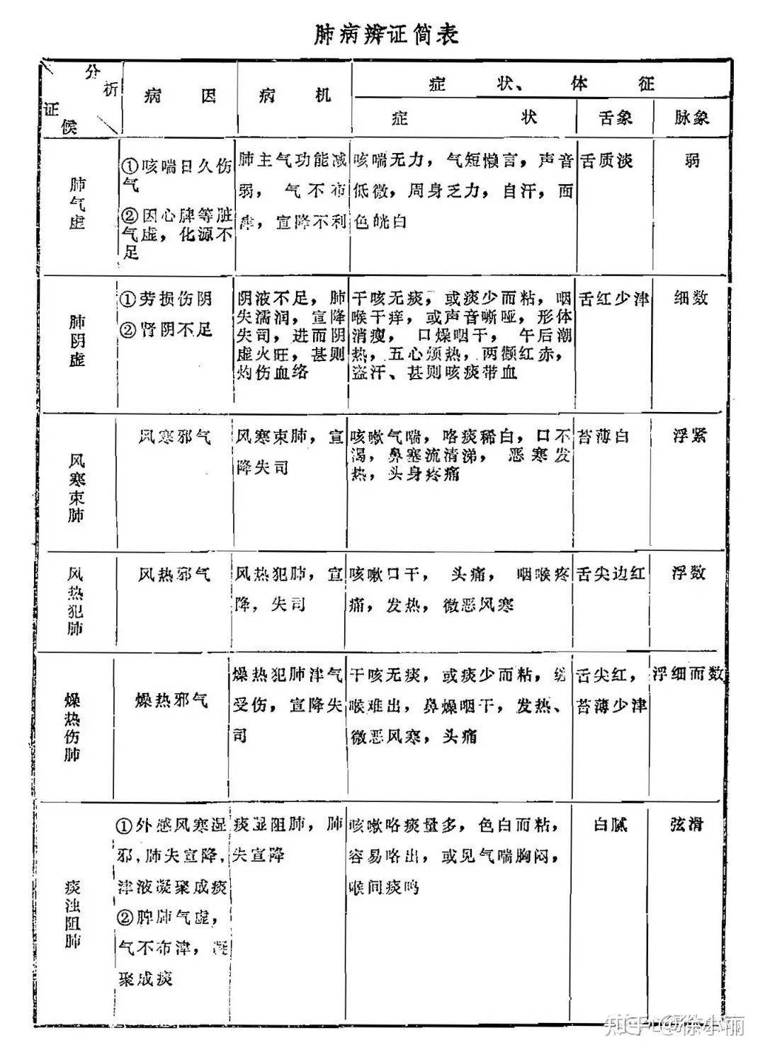 八纲辨证表格图图片