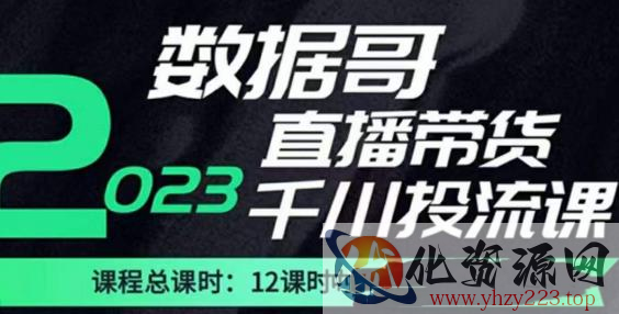 数据哥2023直播电商巨量千川付费投流实操课，快速掌握直播带货运营投放策略