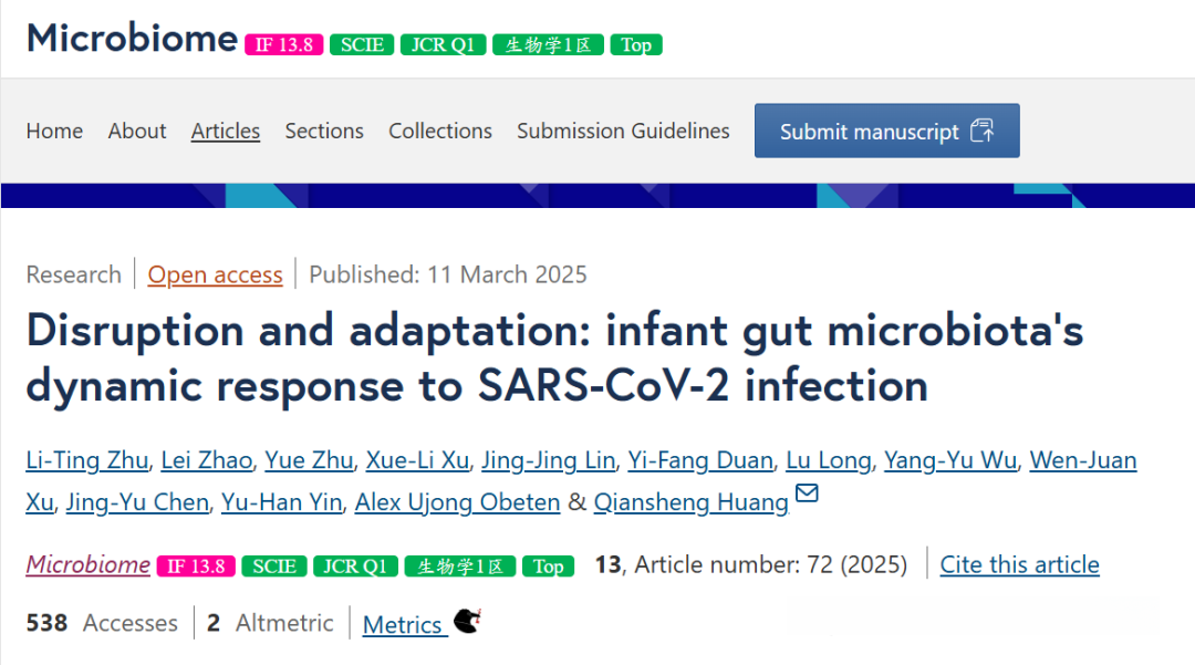 中科院城环所“硕士生一作”Microbiome(黄乾生研究员团队):婴儿肠道微生物群对 SARS-CoV-2 感染的动态响应 - 知乎