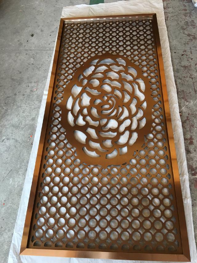 家装玄关铝雕花格铝板镂空雕刻屏风隔断