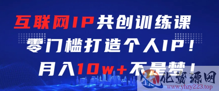 互联网IP共创训练课，零门槛零基础打造个人IP，月入10w+不是梦【揭秘】