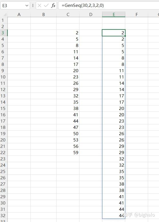 Excel sequence 