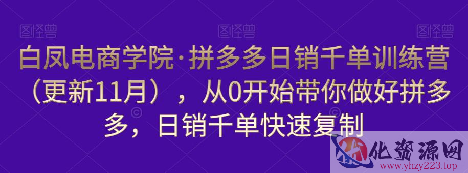 白凤电商学院·拼多多日销千单训练营，从0开始带你做好拼多多，日销千单快速复制（更新知2023年3月）