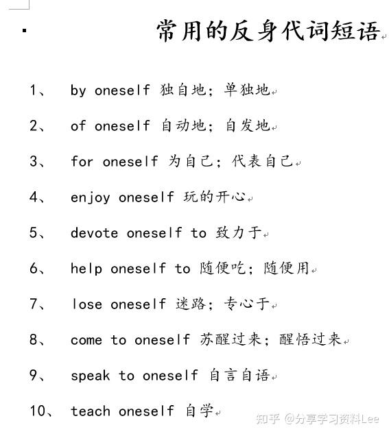 英文中常用的反身代词短语有哪些? - 知乎