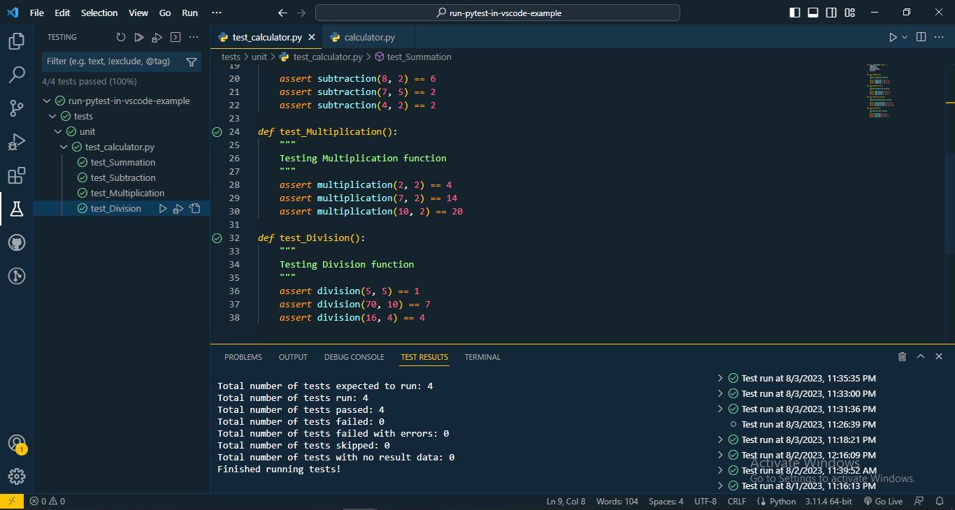  vs code pytest 