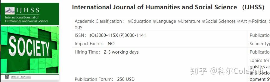 International Journal of Humanities and Social Science （IJHSS）/哲学、社会学等 ...