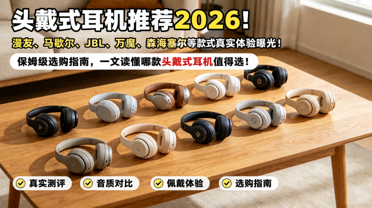头戴式耳机推荐2026!10大热门头戴式耳机:漫友、马歇尔、JBL、万魔、森海塞尔等款式真实体验曝光!另有保姆级选购指南,一文读懂哪款头戴式耳机值得选!