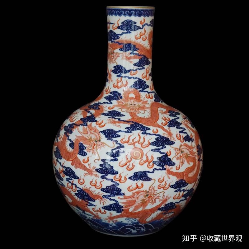清乾隆年代青花矾红描金龙纹天球瓶- 知乎