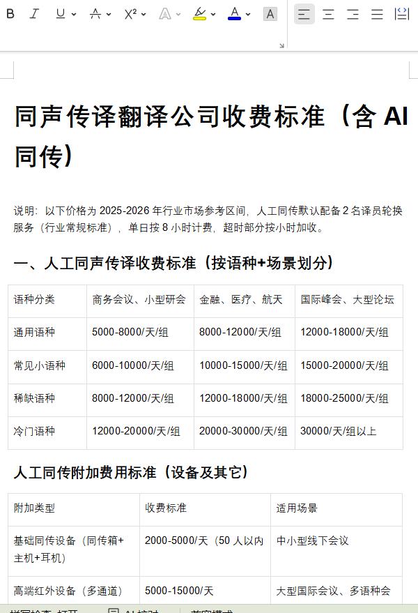 同声传译翻译公司收费标准(含AI同传) - 知乎