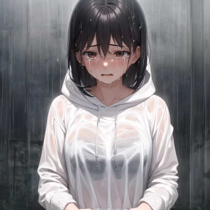 女生淋雨哭泣头像图片