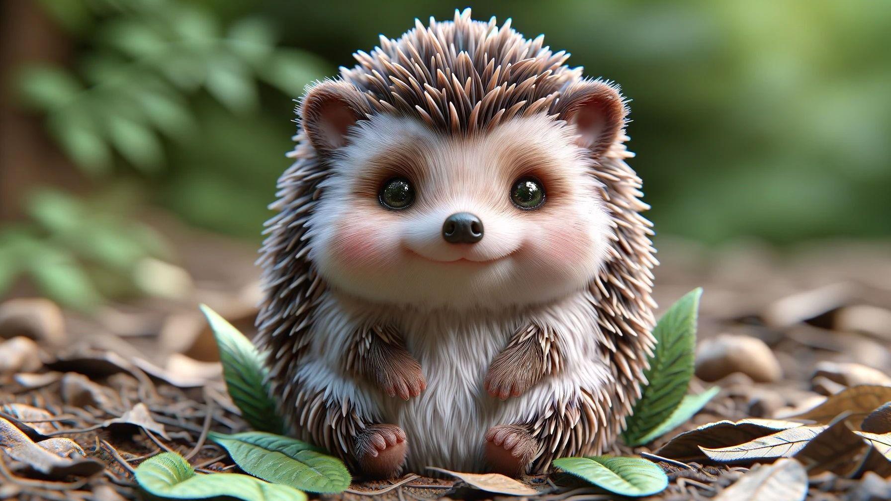 女孩在家里养了一只小刺猬