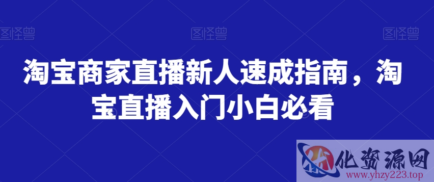 淘宝商家直播新人速成指南，淘宝直播入门小白必看