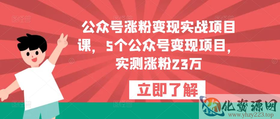 公众号涨粉变现实战项目课，5个公众号变现项目，实测涨粉23万