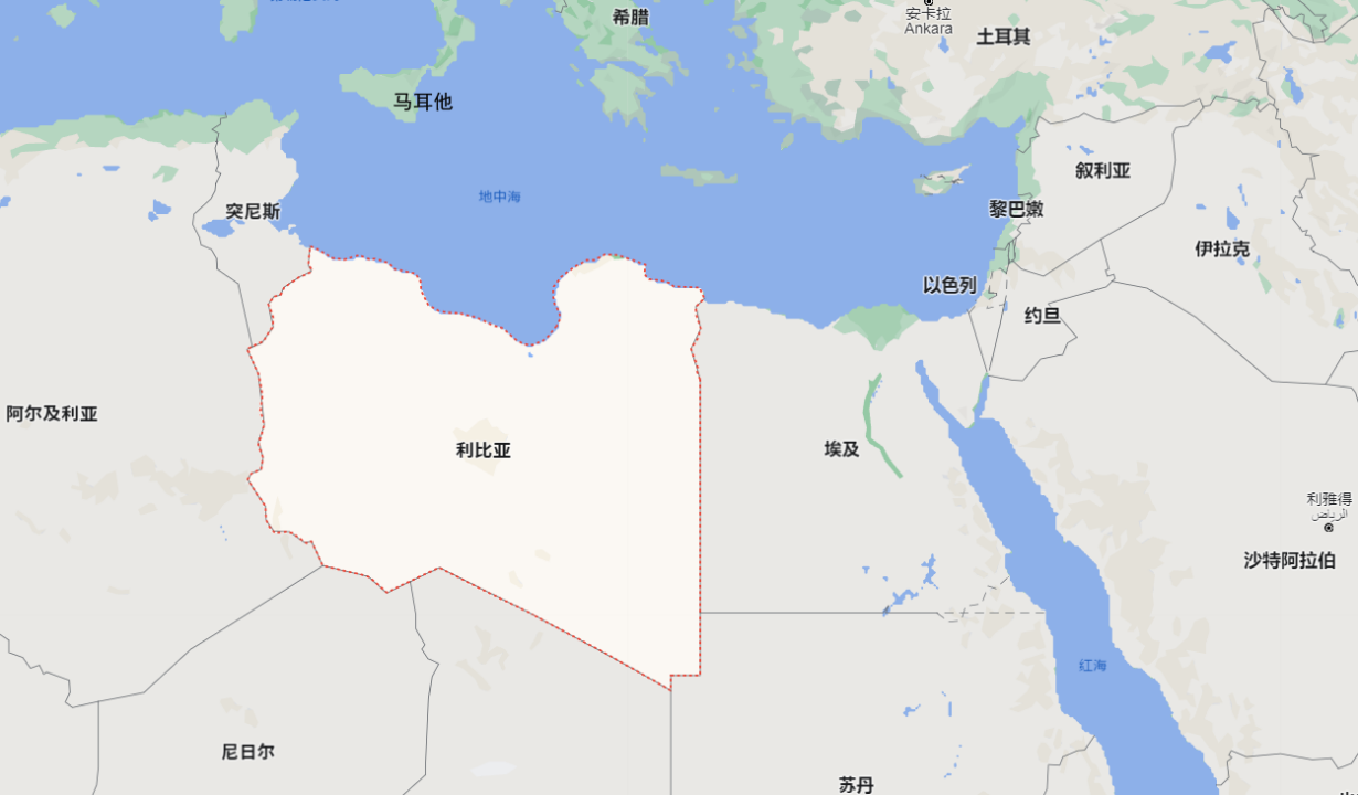 利比亚与周边国家地图 图片来源:谷歌地图