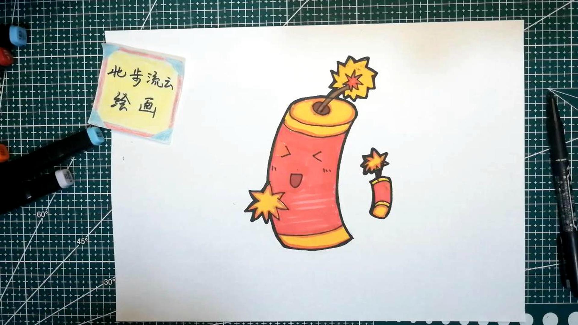 画1幅新年鞭炮简笔画,幼儿儿童绘画步骤 发布于 2021-12-30 08:50