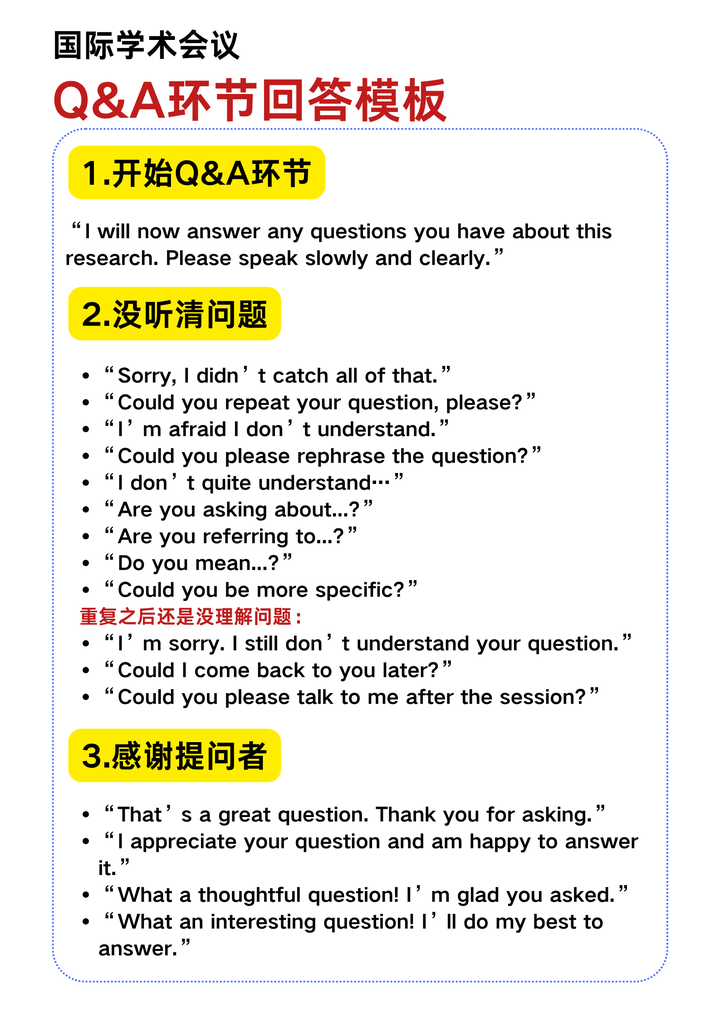 国际学术会议Q&A环节回答模板 - 知乎