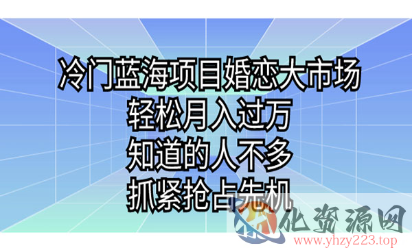 《婚恋冷门蓝海项目》轻松月入过万，知道的人不多，抓紧抢占先机_wwz