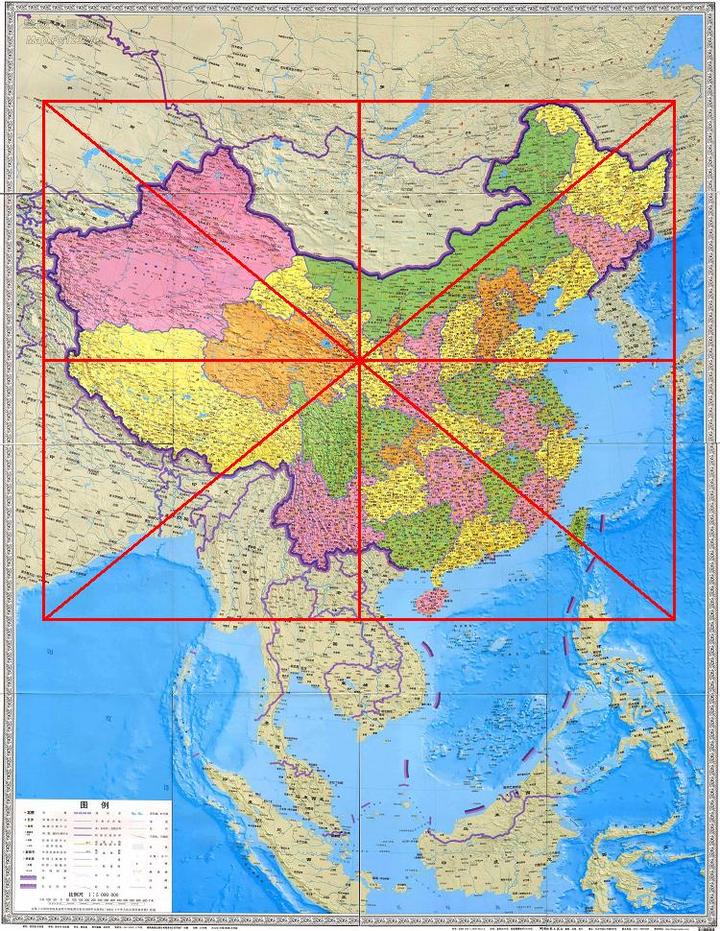 中国各省四至点与地理几何中心一览 