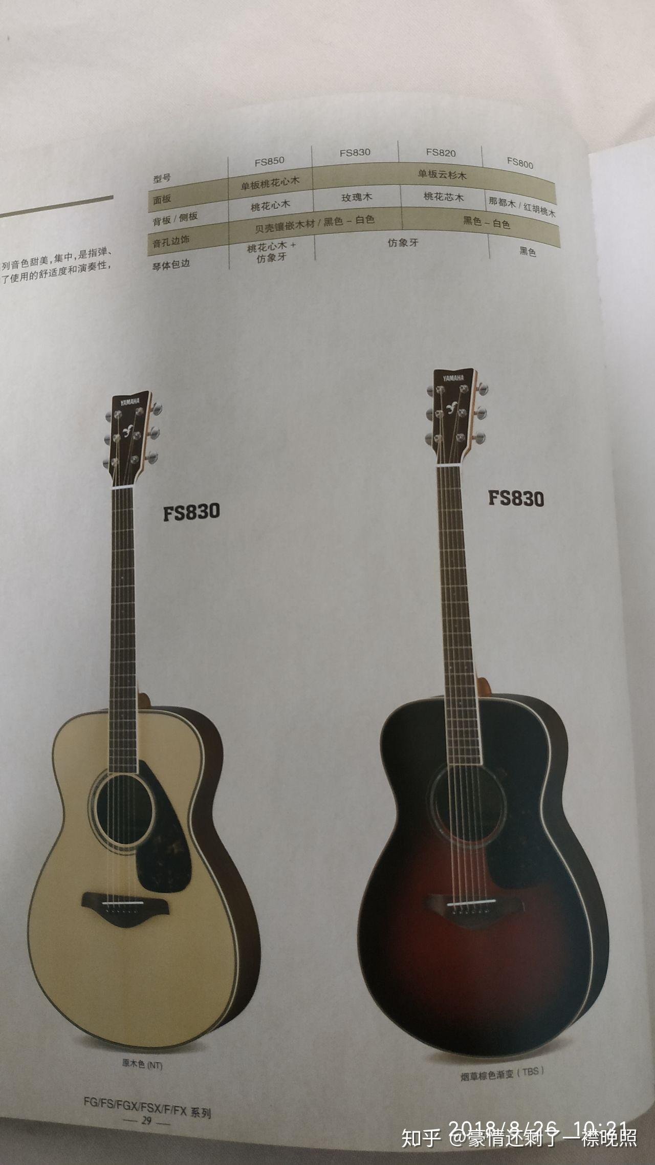 雅马哈fs830和fg830吉他有什么区别