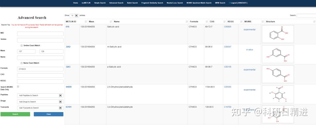 METLIN:一个强大的代谢物鉴定及查询的数据库 - 知乎
