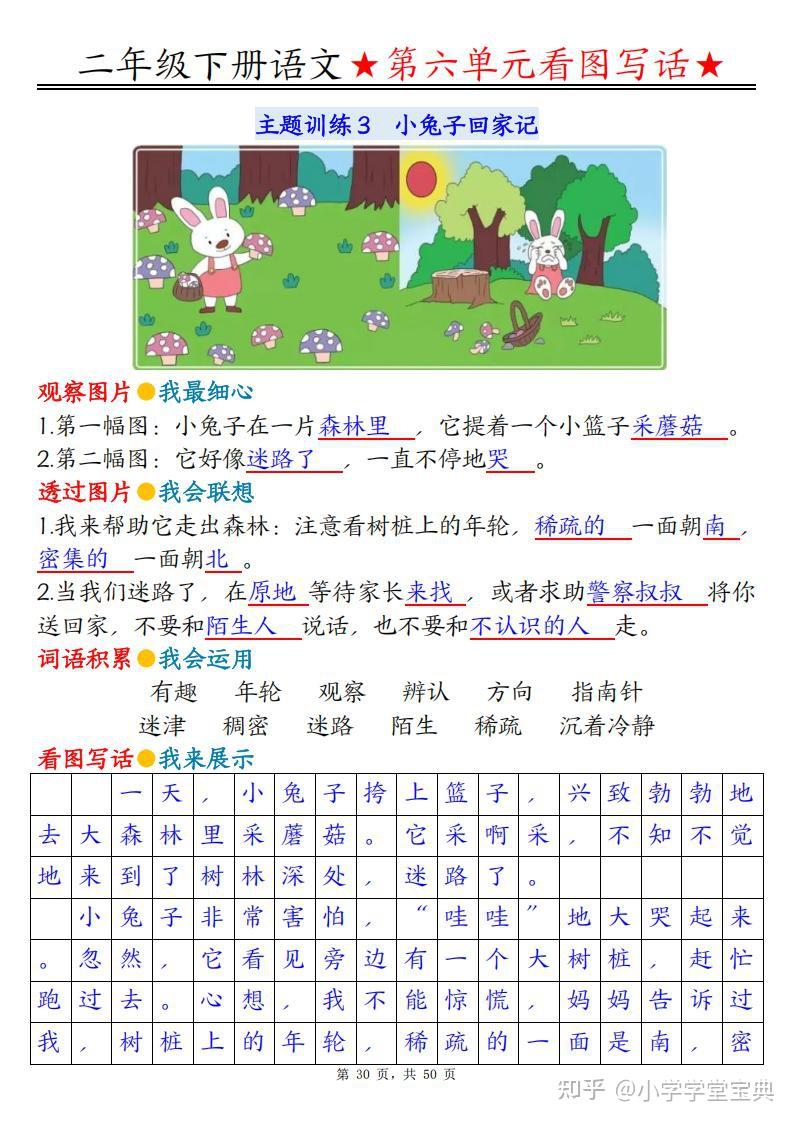 二年级下册语文1-8单元看图写话指导与范文（范文+练习） - 知乎