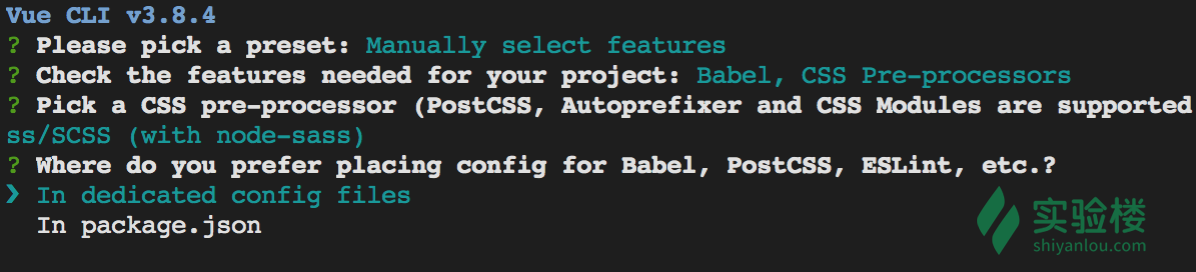 5.Save this as a preset for future projects？ 选 yes ，并填写一个名字，以后的 Vue 项目就 ...