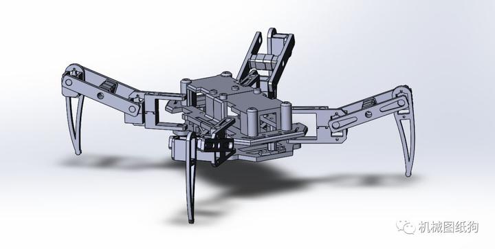 【机器人】quad bot四足爬行机器人框架3d图纸 solidworks设计