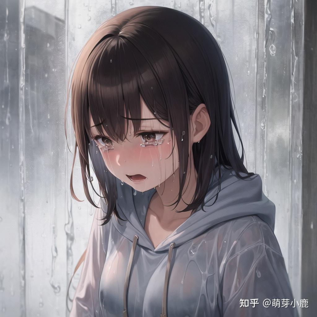 头像哭泣女生 淋雨图片