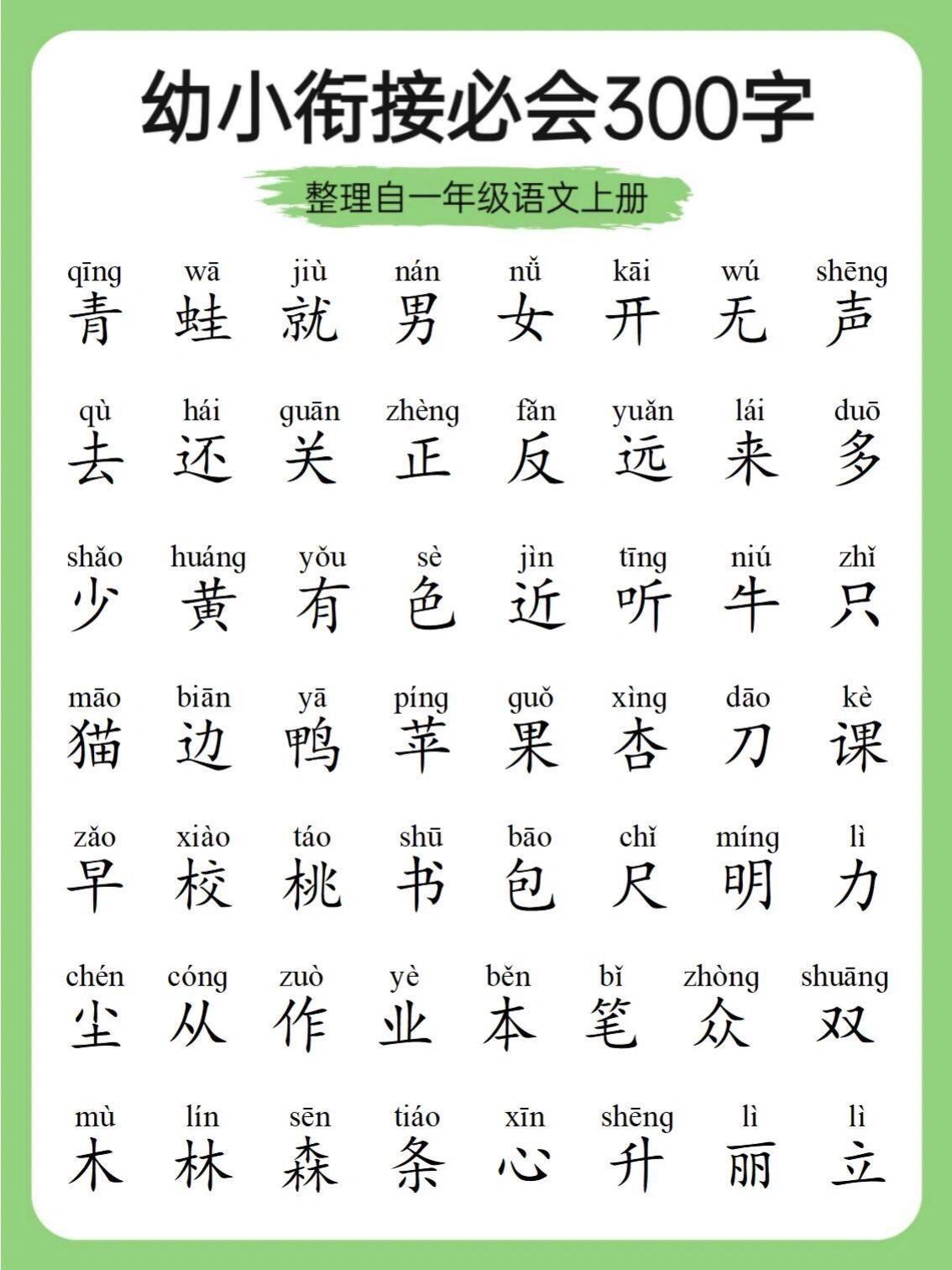 《幼小衔接必会:300 个常用字高频字》 - 知乎