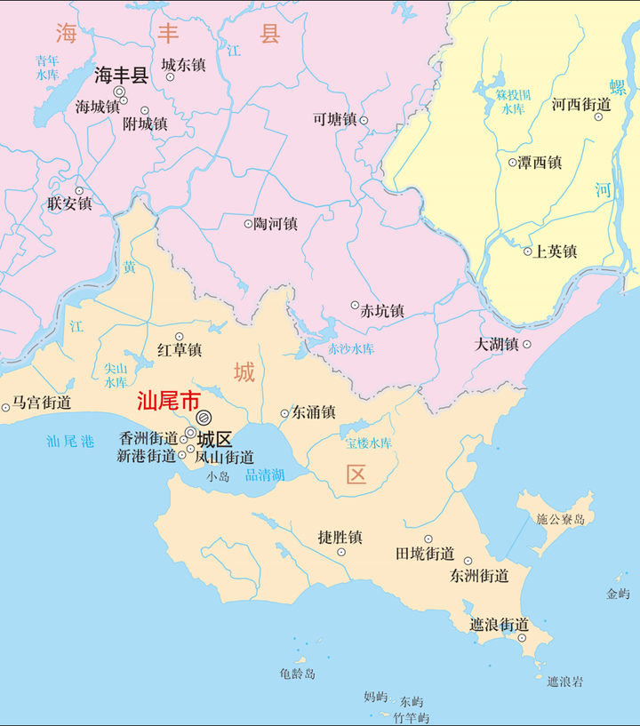 汕尾市2023年高清行政地图