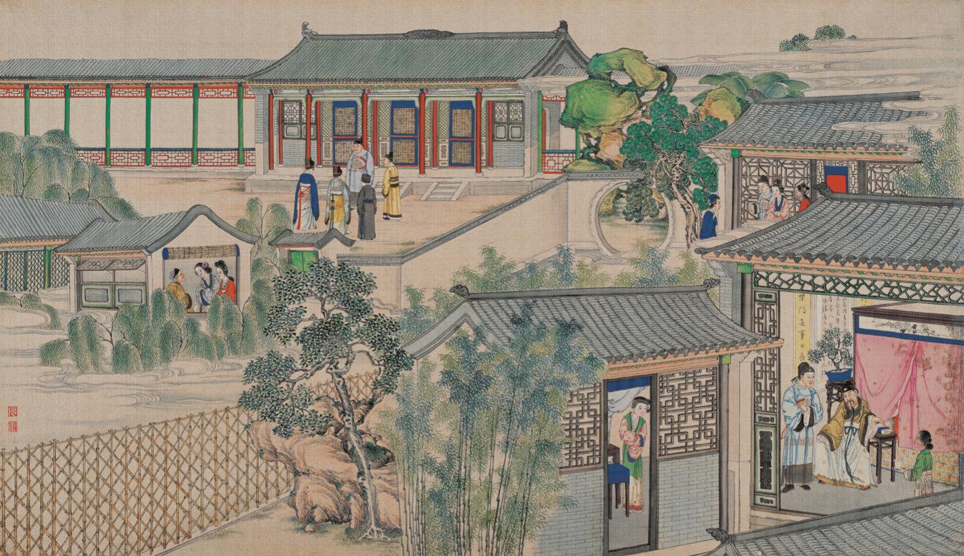 红楼梦每日一画总第160画孙温绘全本红楼梦王大夫诊脉潇湘馆