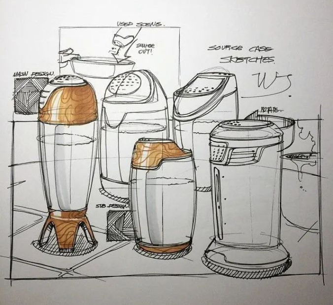 大题小做插本深技大工业曲线产品手绘