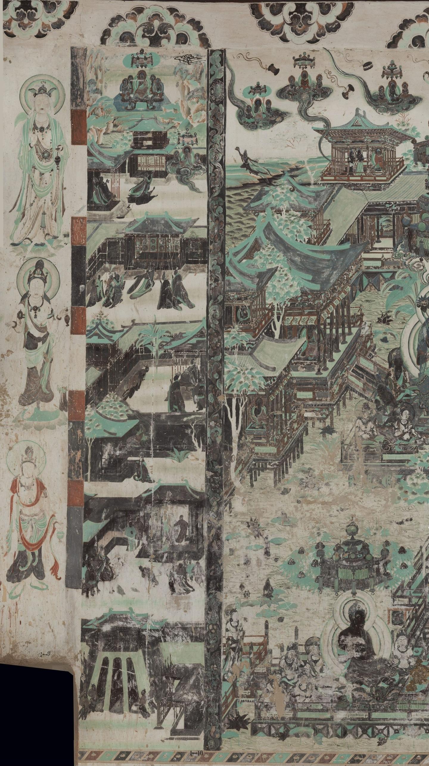 神游千年,大美敦煌】盛唐-172窟北壁-观无量寿经变:建筑、山水 神游千年,大美敦煌】盛唐-172窟北壁-观无量寿经变:建筑、山水