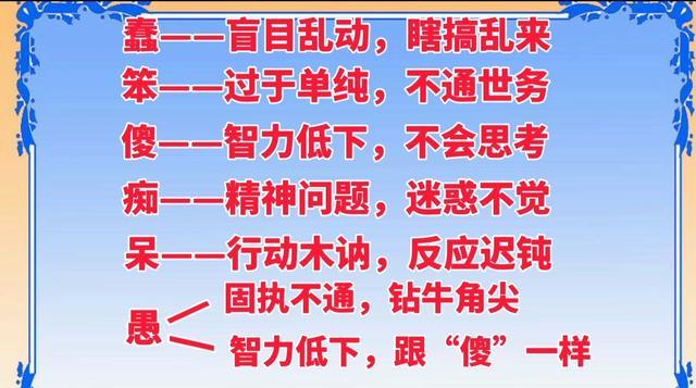 “蠢、笨、傻、痴、呆、愚”六个汉字的具体区别 - 知乎