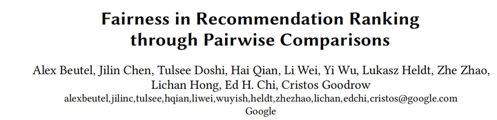 Fairness in Recommendation Ranking through Pairwise Comparisons阅读记载 - 知乎