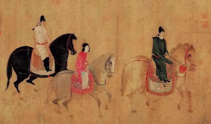 名画鉴赏】北宋佚名摹本-张萱《虢国夫人游春图》细节全记录（辽宁省