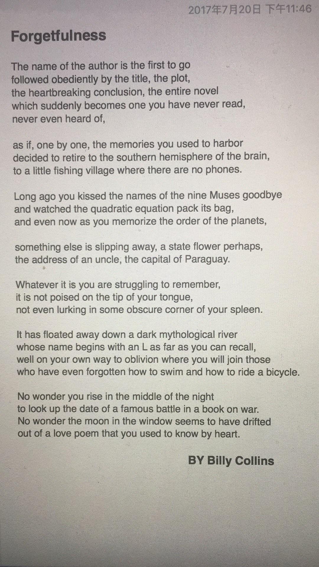 Billy Collins 这首诗怎么鉴赏？ 知乎