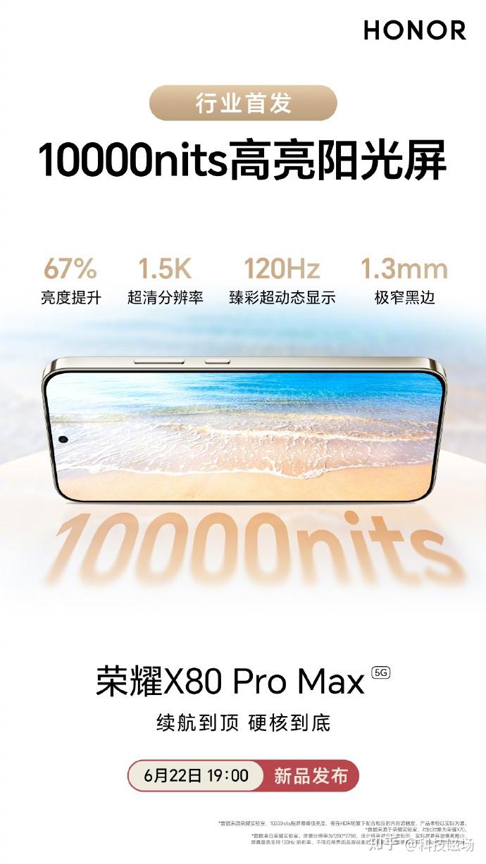 “王炸”屏幕! 荣耀X80 Pro Max行业首发10000nits高亮阳光屏!